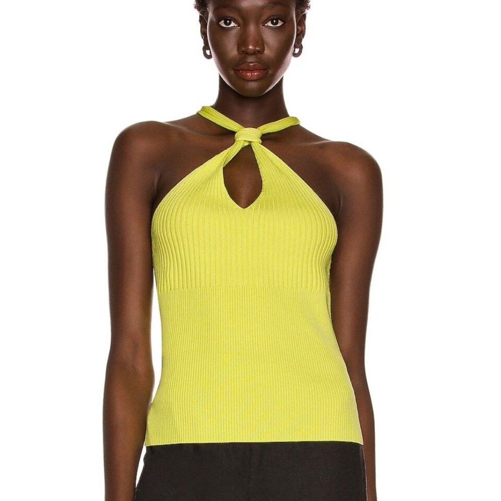 Jonathan Simkhai Lime Green Ribbed Halter Top